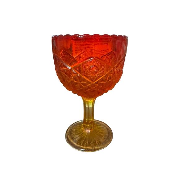 Vintage Viking AMBERINA GLASS Oversize GOBLET, Sunrise Pressed Pattern Chalice - Picture 1 of 6